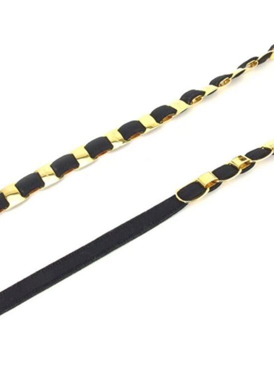 Salvatore Ferragamo belt Black gold Women Authentic secondhand